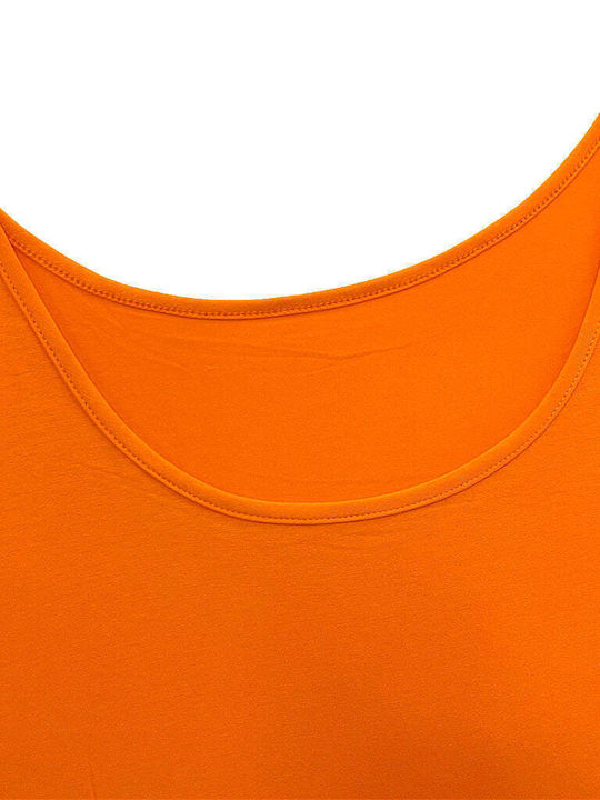 Ustyle Women's Blouse Cotton Sleeveless Orange