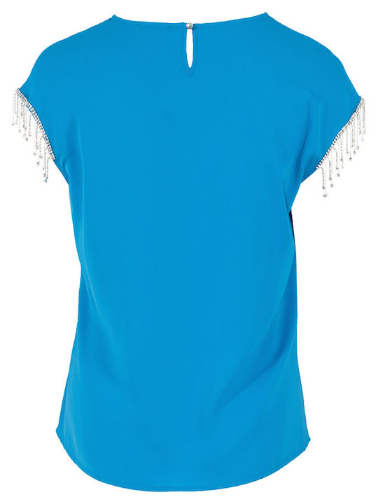 Forel Women's Blouse Short Sleeve Blue