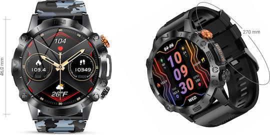 Gravity GT20 46mm Smartwatch with Heart Rate Monitor (Black / Black Camo)