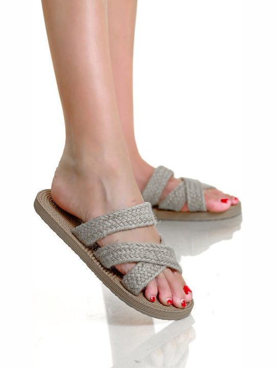 Flache Sandalen für Damen in Beige Farbe