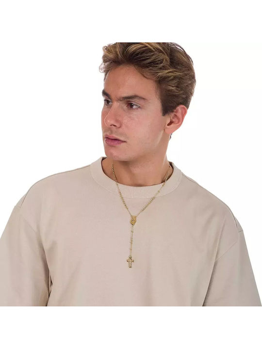 Oxzen Cross with the Crucified from Gold Plated Steel with Chain