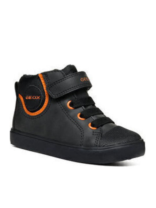 B Gisli Leather Kids Boots with Velcro Black
