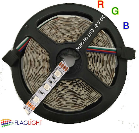 Ταινία LED 220V RGB Φως 5m Τύπου SMD5050 με Τροφοδοτικό