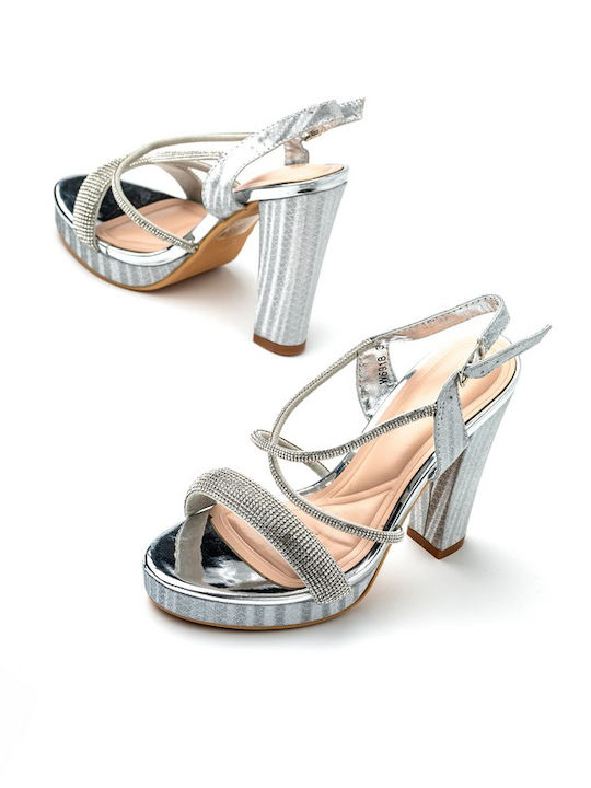 Sandals with Strass Silver
