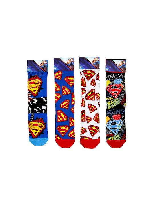 Warner Bros Superman Logos Bărbați Șosete Multicolor 4Pachet Warner Bros Superman Logos Bărbați Șosete Multicolor 4Pachet