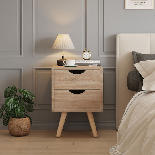 Bedside Table Dinkl Wooden Beige 29.7x29.7x45cm
