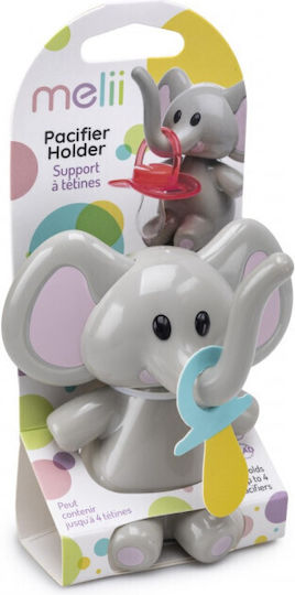 Melii Θήκη Πιπίλας Apple, Elephant με Ζωάκια από Πλαστικό Pink Ears Γκρι