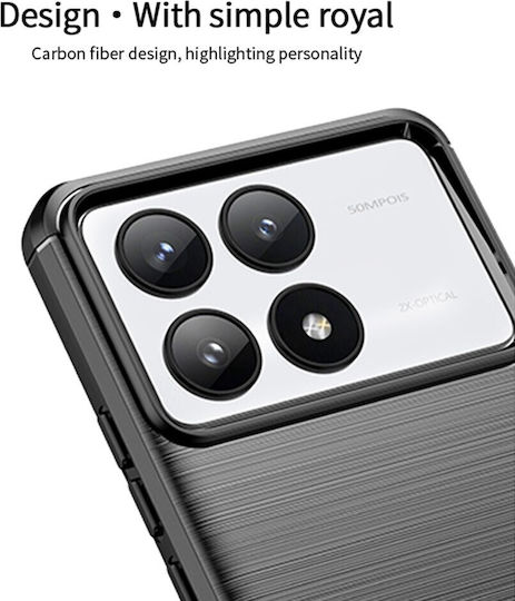Mofi Brushed Carbon Umschlag Rückseite Silikon Blau (Xiaomi Poco F6 Pro 5G)