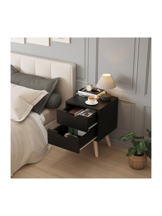 Bedside Table Dinkl Wooden Brown 29.7x29.7x45cm