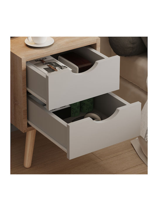 Bedside Table Dinkl Wooden Beige 29.7x29.7x45cm