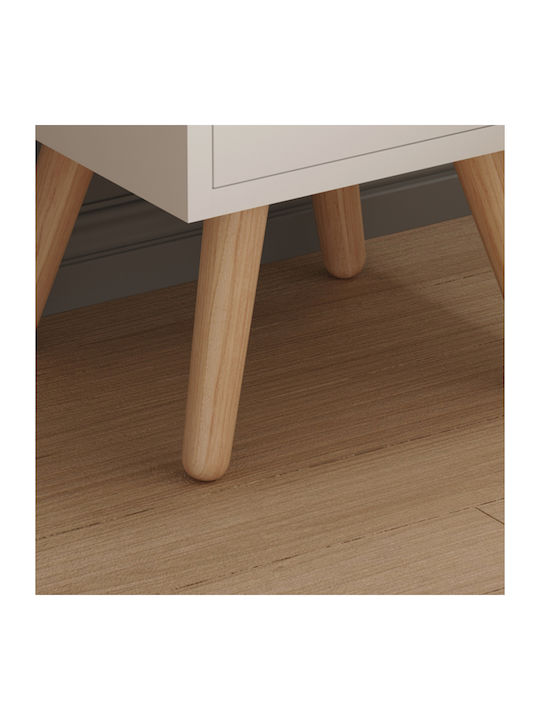 Bedside Table Dinkl Wooden White 29.7x29.7x45cm