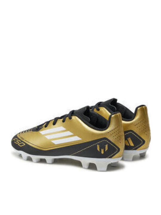 F50 Club Messi Kids Molded Soccer Shoes Gold Metallic / Cloud White / Core Black