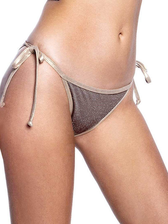 Bikini Brazil με Κορδονάκια Ασημί