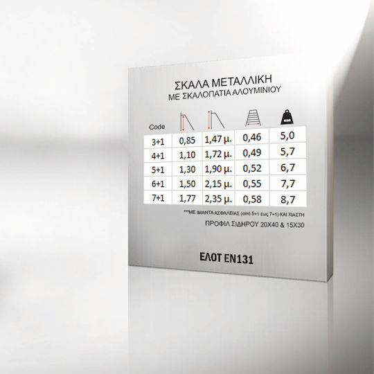 Pankoskal Σκάλα Μεταλλική με 3+1 Σκαλοπάτια