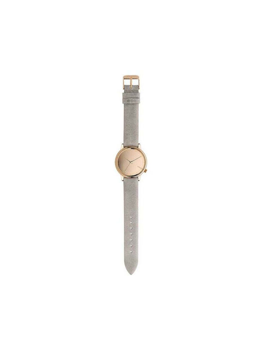 Komono Estelle Mirror Uhr mit Gray Lederarmband