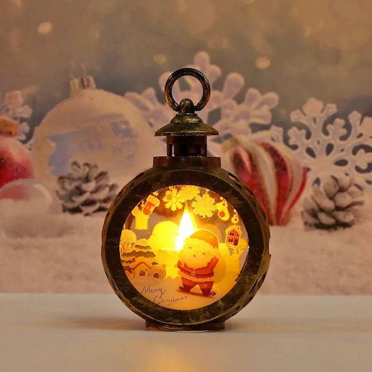 Crăciun Sticlos Lampion Baterie Santa Claus 13.5x9cm.