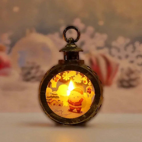 Crăciun Sticlos Lampion Baterie Santa Claus 13.5x9cm.