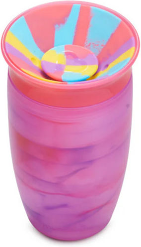 Munchkin Kleinkinderbecher Miracle Sippy Becher aus Plastik Fuchsie Tropischer Wirbel Fuchsia 296ml für 12m+m+