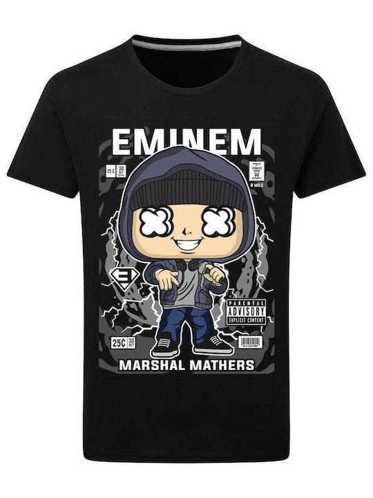 Pop Culture Θεματική Μπλούζα με Στάμπα Eminem Μαύρη