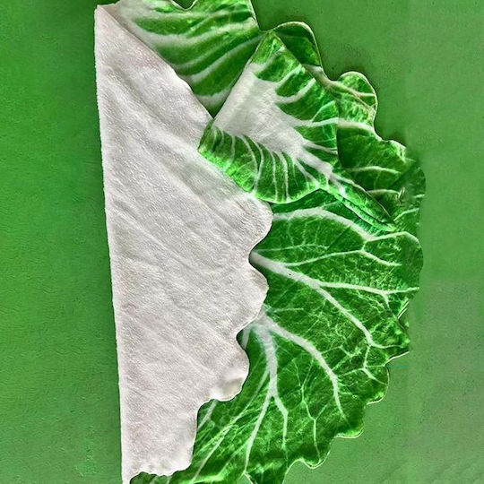 Păturică din flanelă și set cu pălărie Flippy în formă de frunză de salată pentru nou-născuți, material din poliester, 85 cm, verde