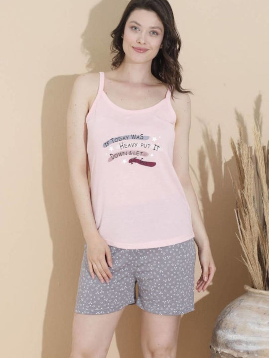 Esthisis Summer Women's Pyjama Set Cotton Rose