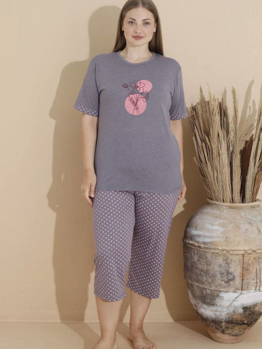 Esthisis Summer Women's Pyjama Set Cotton Anthracite