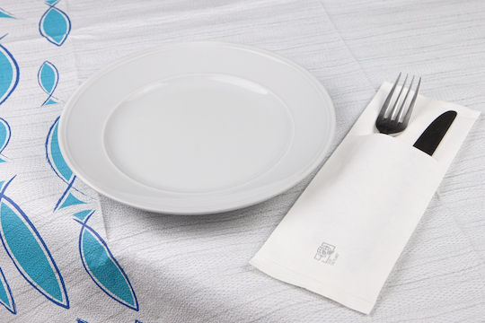 PaperQ Tacâmuri din hârtie Plain Smile Slim Line Șervețel Luxury 2F Albă 25x8.5cm. buc