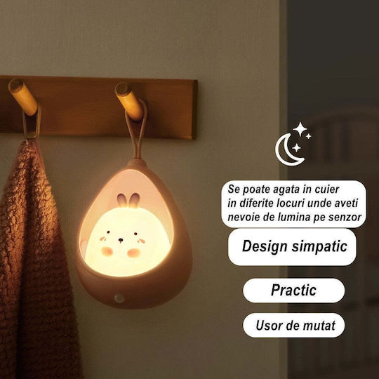 Lumină de Veghe Portabilă 2 Moduri de Operare Flippy Silicon Non-toxic Reîncărcabilă USB Senzor de Mișcare Iepuraș Roz Lumină de Veghe Portabilă 2 Moduri de Operare Flippy Silicon Non-toxic Reîncărcabilă USB Senzor de Mișcare Iepuraș Roz