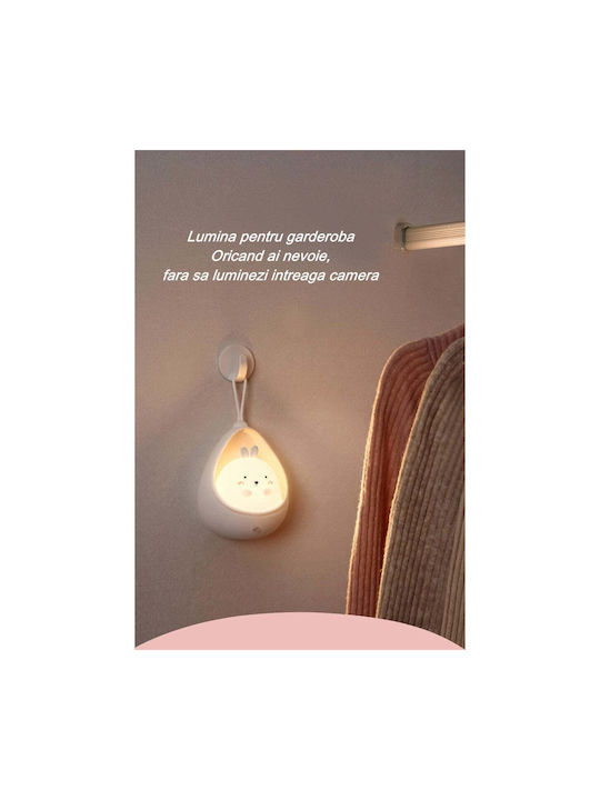 Portable Night Light 2 Operating Modes Flippy Non-toxic Silicone Usb Rechargeable Motion Sensor Pink Bunny