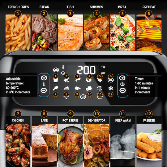 Human Air Fryer 12lt Ασημί HU-391