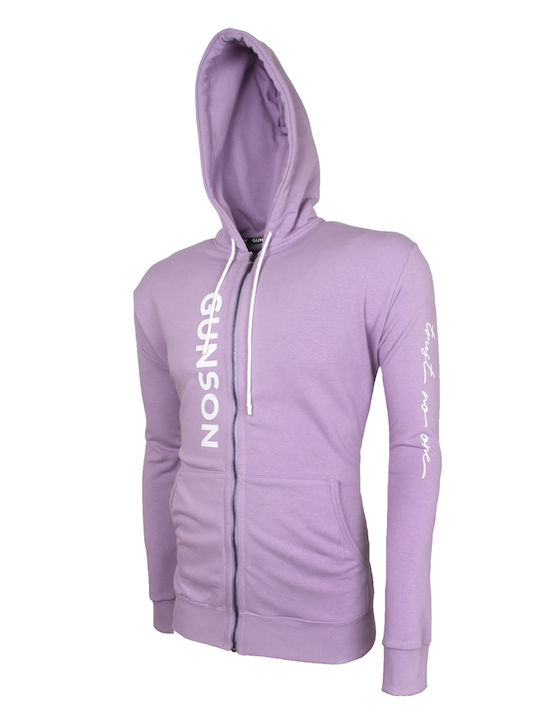 Gunson Men's Sweatshirt Jacket with Hood and Pockets Purple