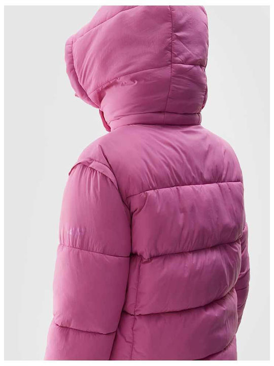 4F Women's Short Puffer Jacket for Winter Pink