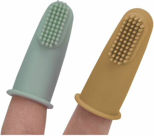 FreeOn Set Periuțe De Dinți Pentru Bebeluși Degetului Pentru 0 Luni+ 2 Bucăți Verde/Ocru