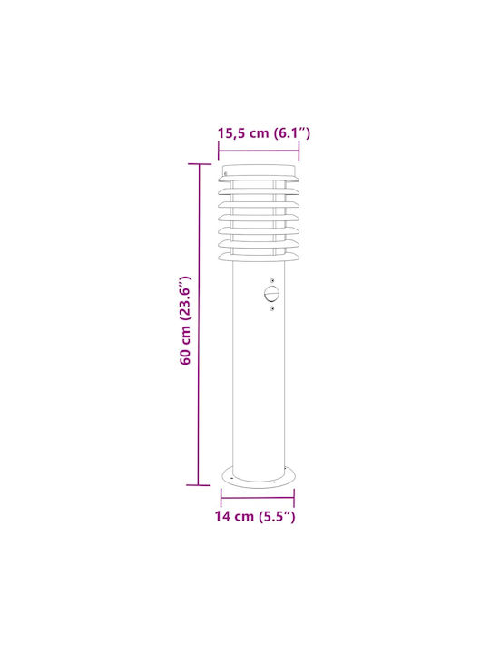 vidaXL Φωτιστικό Κολωνάκι Εξωτερικού Χώρου 40W IP44 για Ντουί E27 Ασημί