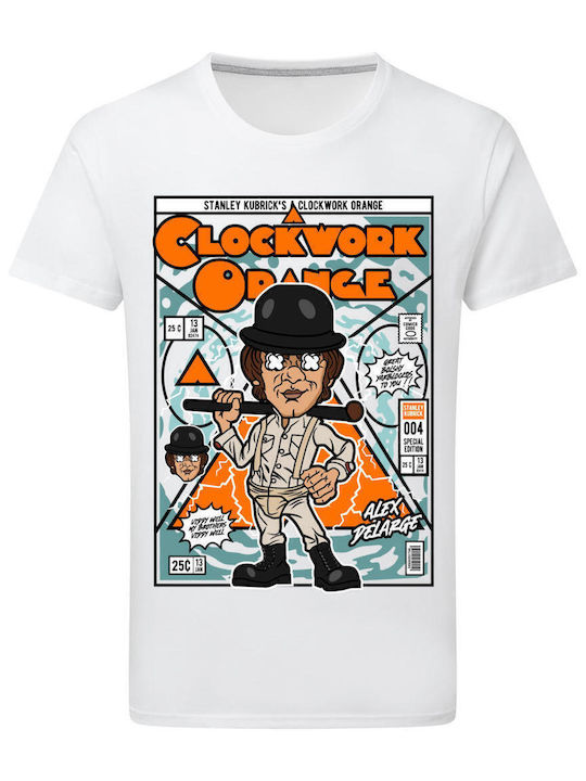 Pop Culture Alex Delarge Clockwork Orange Θεματική Μπλούζα με Στάμπα Λευκή