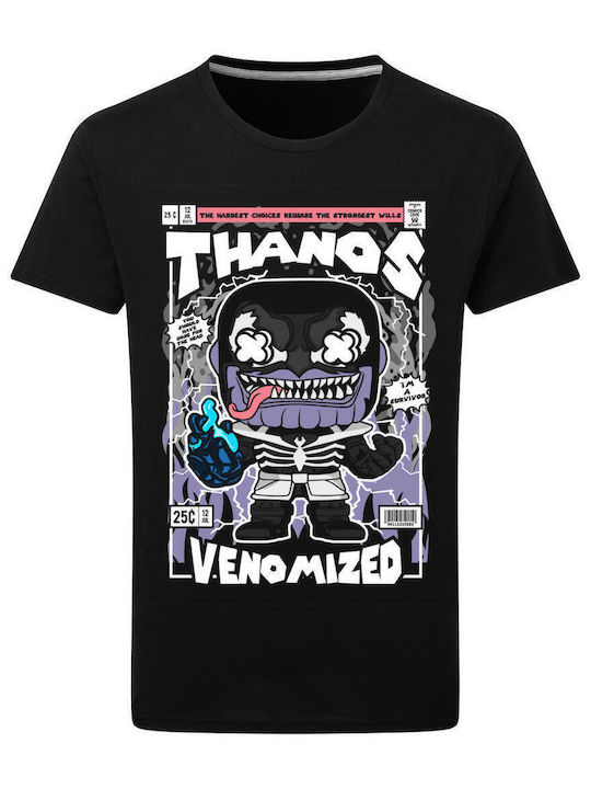 Pop Culture Thanos Venomized Θεματική Μπλούζα με Στάμπα Μαύρη