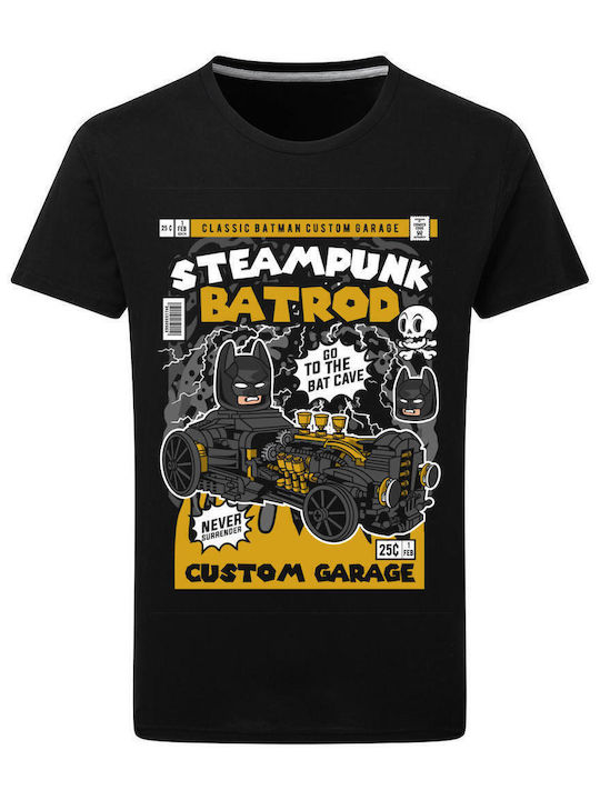 Pop Culture Steampunk Bat Rod T-shirt Black