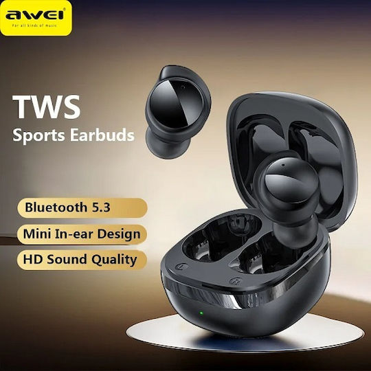 Awei T78 In-ear Bluetooth Handsfree Ακουστικά με Θήκη Φόρτισης Μαύρα
