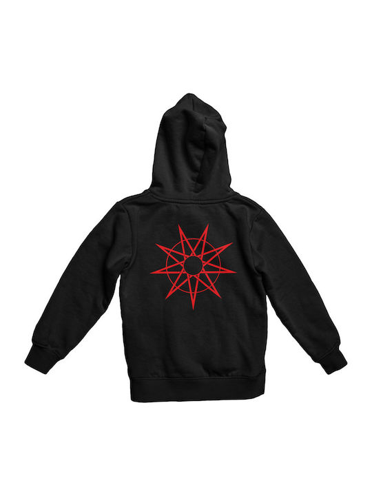 Rock Deal Slipknot Φούτερ με Κουκούλα Μαύρο Βαμβακερό