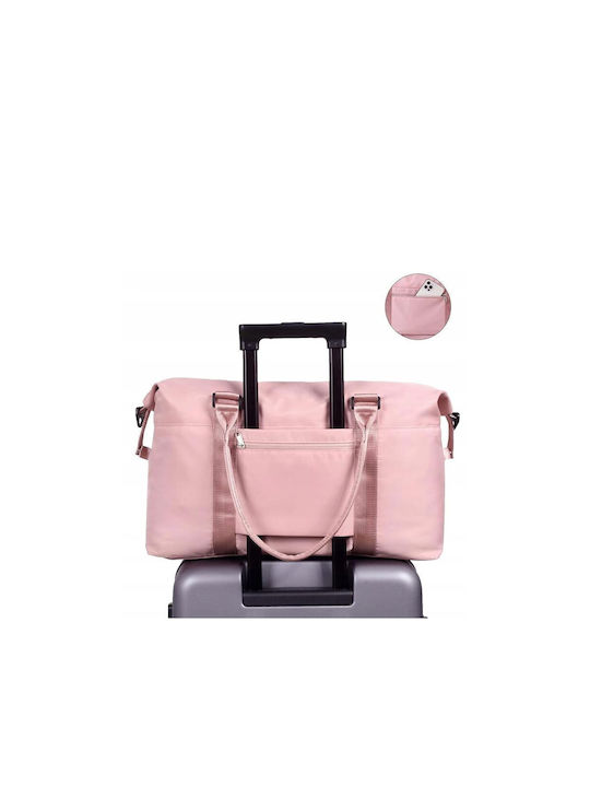 Polyester Travel Bag Spacious Main Compartment 4 Zipper Pockets Pink Aria Trade