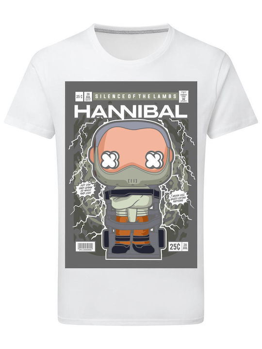 Pop Culture Hannibal Lector Silence Of The Lambs Θεματική Μπλούζα με Στάμπα Λευκή