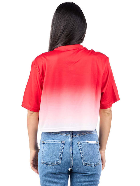 Damen Crop Top Red/off White