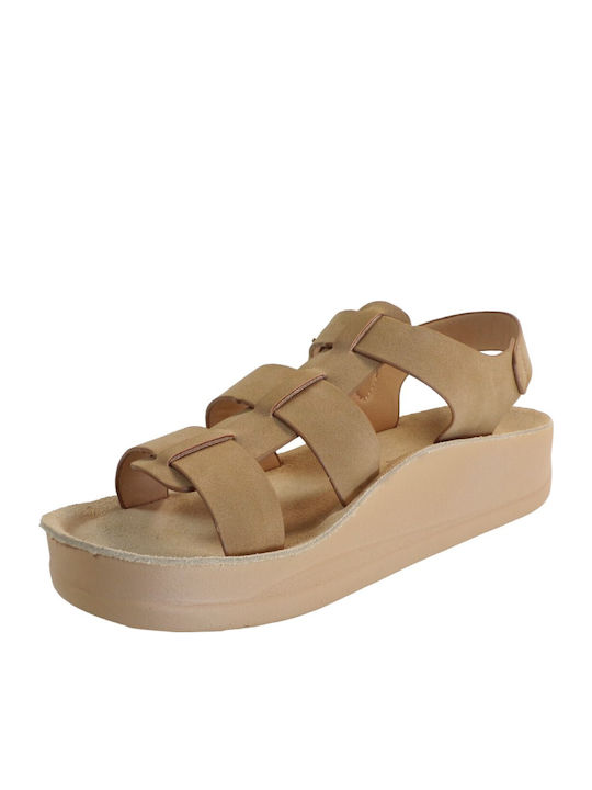 Women's Flat Sandals in Brown Color