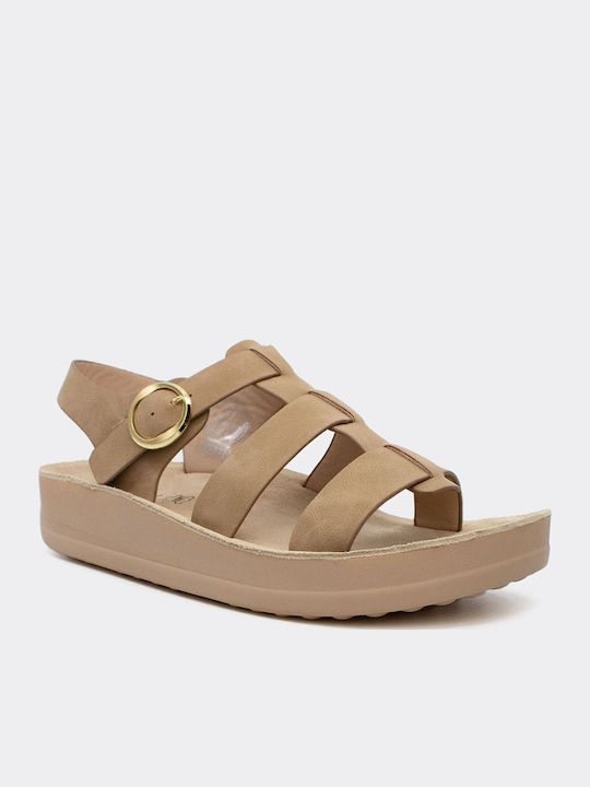Women's Flat Sandals in Brown Color