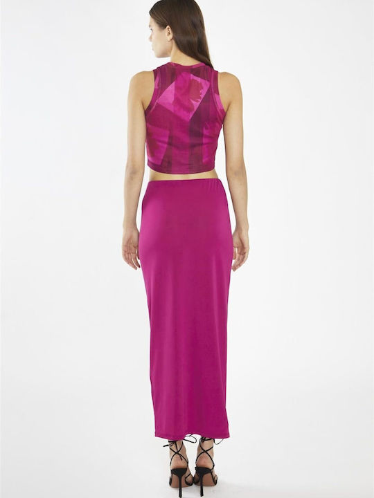 Damen Sport Crop Top Fuchsie