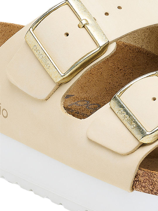 Arizona Leather Women's Flat Sandals in Beige Color Narrow Fit