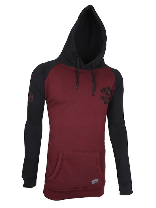 Double Herren Sweatshirt mit Kapuze und Taschen Burgundisch