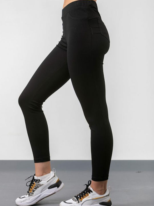 Simple Fashion Femei Tesatura Pantaloni cu Elastic Negru