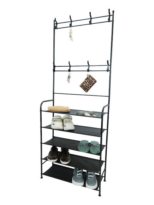 Uncle George Floor Garment Rack made of Metal Black 65x26x168cm