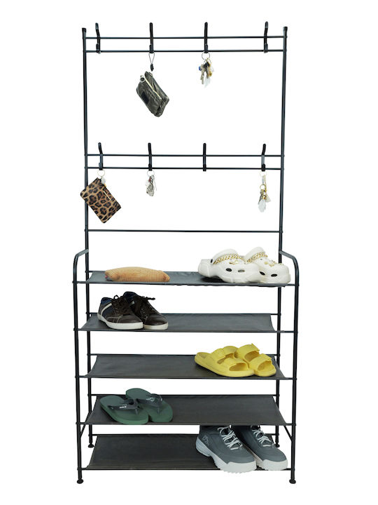 Uncle George Floor Garment Rack made of Metal Black 80x26x168cm